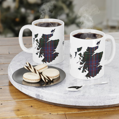 Scotland Tartan Map Mug - Rankin Tartan, Various Sizes