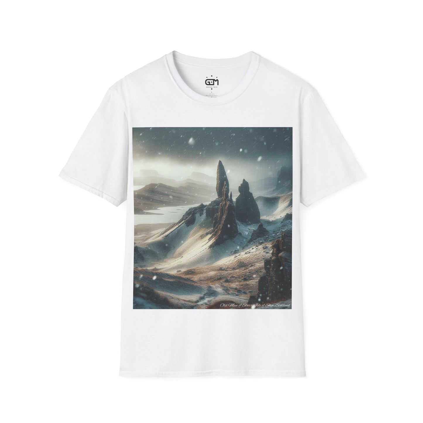 Old Man of Storr Winter Softstyle T-Shirt, Unisex Tee, Scotland Shirt, Scottish Landmark, Nature, Scenery, Various Colours