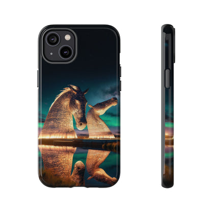 Kelpies Northern Lights Art Phone Case, Scotland, Apple