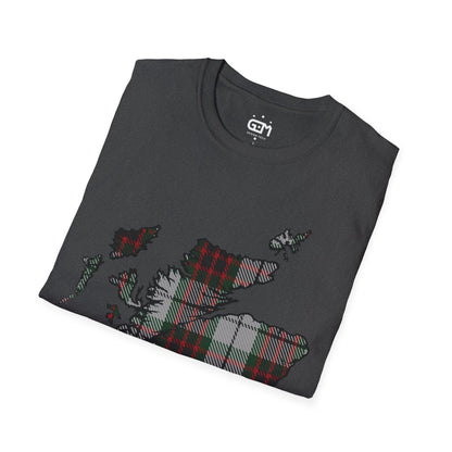 Scotland Tartan Map Softstyle Unisex T-Shirt, Fraser Dress Tartan, Various Colours