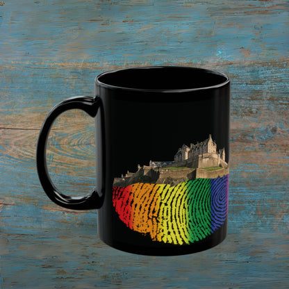 Pride Fingerprint Rock Edinburgh Castle Photo Mug, Black