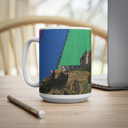 Edinburgh Castle Pride Road Sky Photo Mug, White