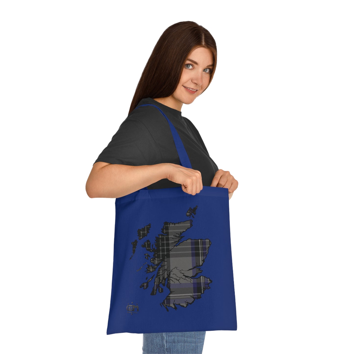 Reversible Scotland Tartan Map Cotton Tote Bag - Hood Tartan