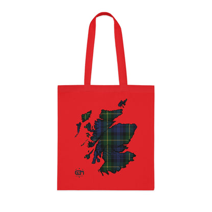 Reversible Scotland Tartan Map Cotton Tote Bag - Gordon Tartan