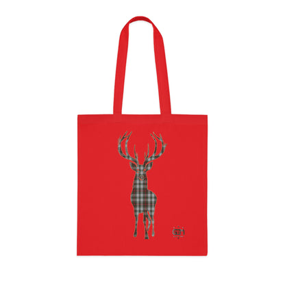 Reversible Scotland Tartan Stag Cotton Tote Bag - Stewart Dress Tartan