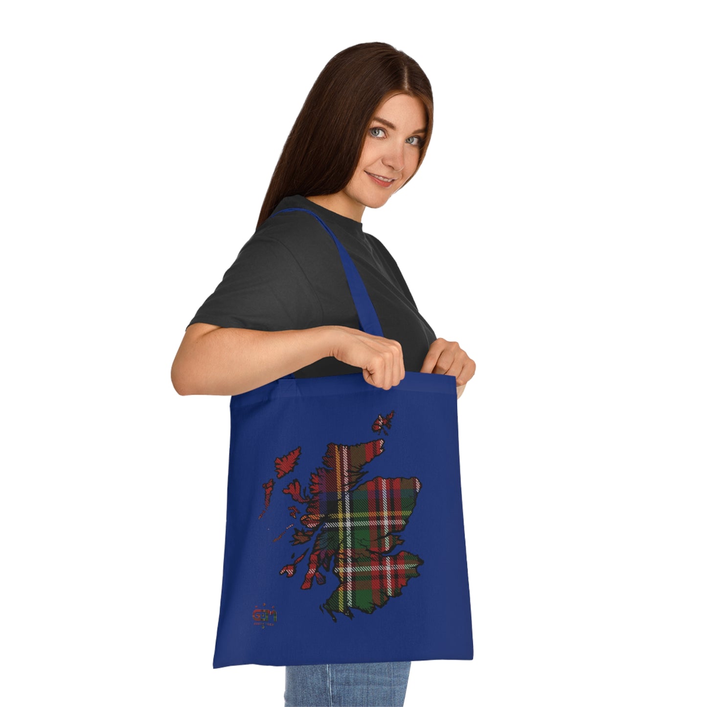 Reversible Scotland Tartan Map Cotton Tote Bag - Stewart Royal Tartan