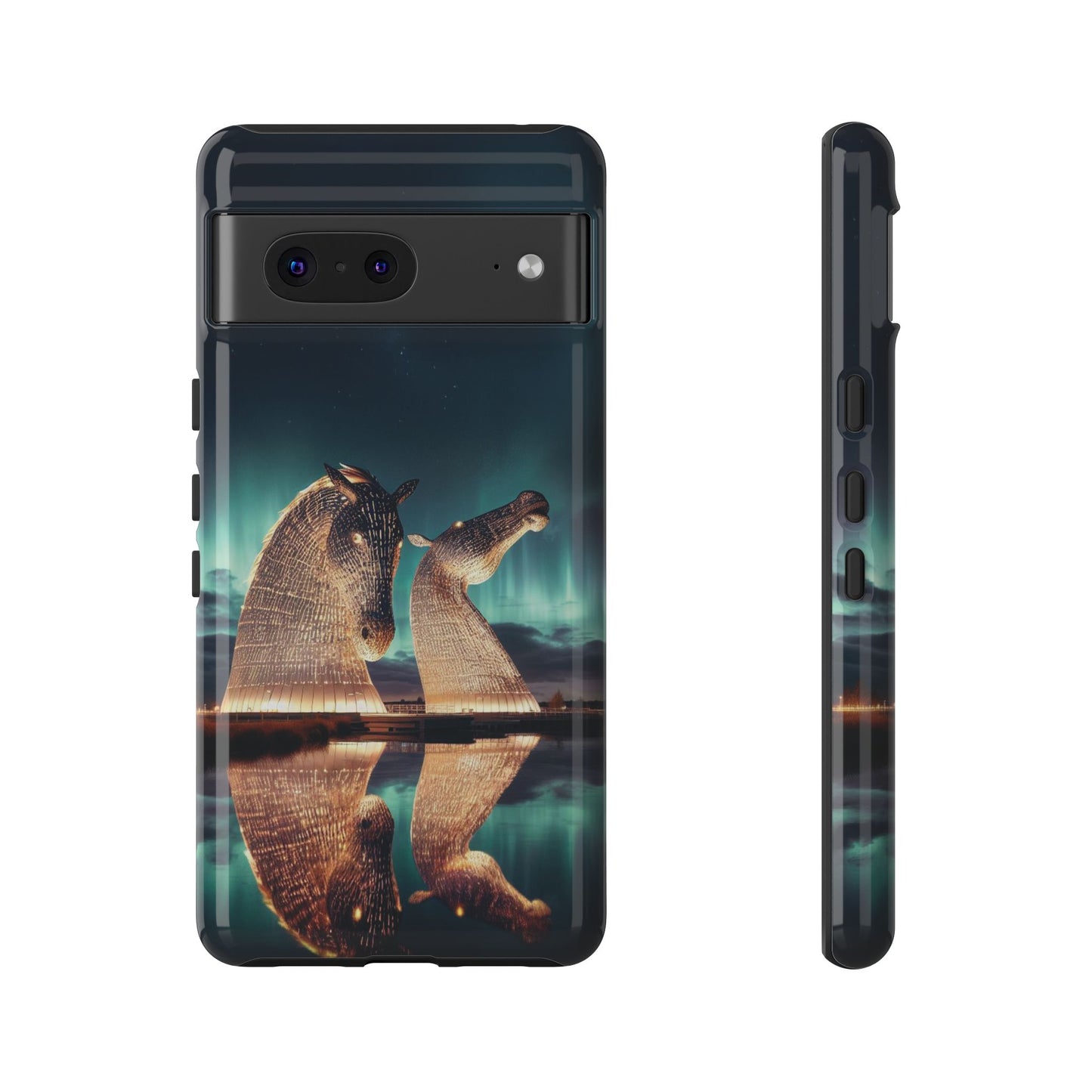 Kelpies Northern Lights Art Variant Phone Case, Scotland, Google