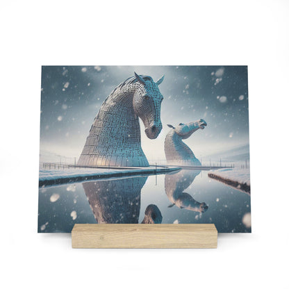 Winter Collection Gallery Stand Kelpies, Oak Picture Stand, Scotland Art, Scenery, Landmarks, Various Sizes