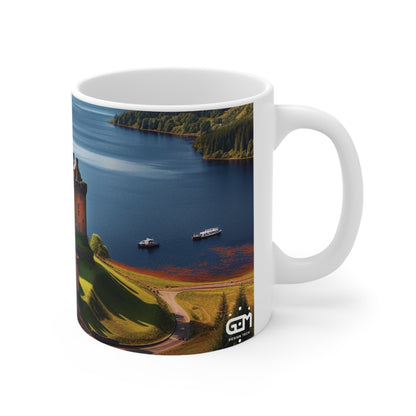 Urquhart Castle Mug - Loch Ness, Coffee Cup, Tea Cup, Scotland, White