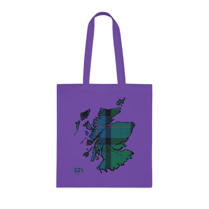 Reversible Scotland Tartan Map Cotton Tote Bag - Flower of Scotland Tartan