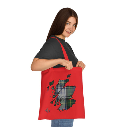 Reversible Scotland Tartan Map Cotton Tote Bag - Gordon Dress Tartan