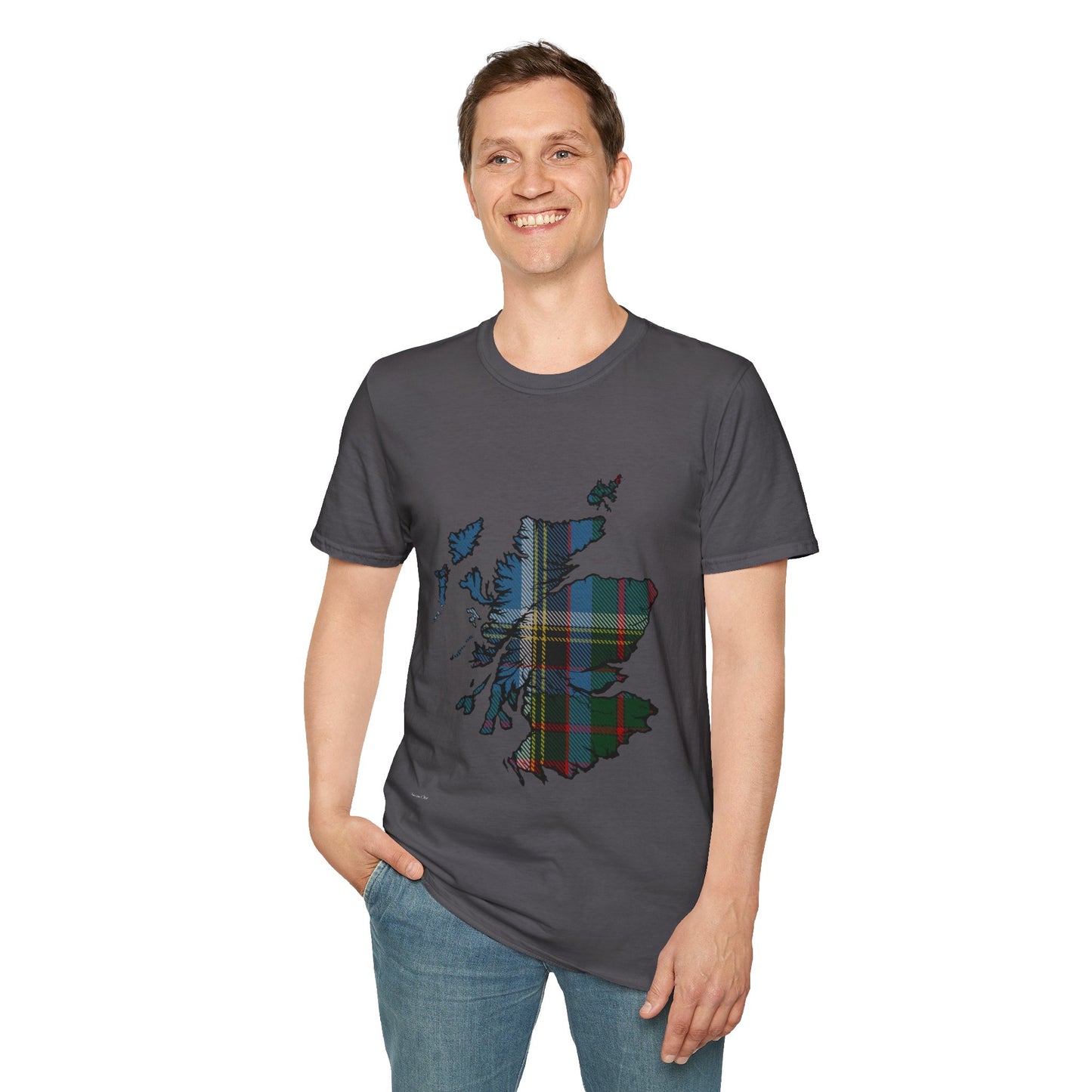 Scotland Tartan Map Softstyle Unisex T-Shirt - Anderson Old Tartan Tee