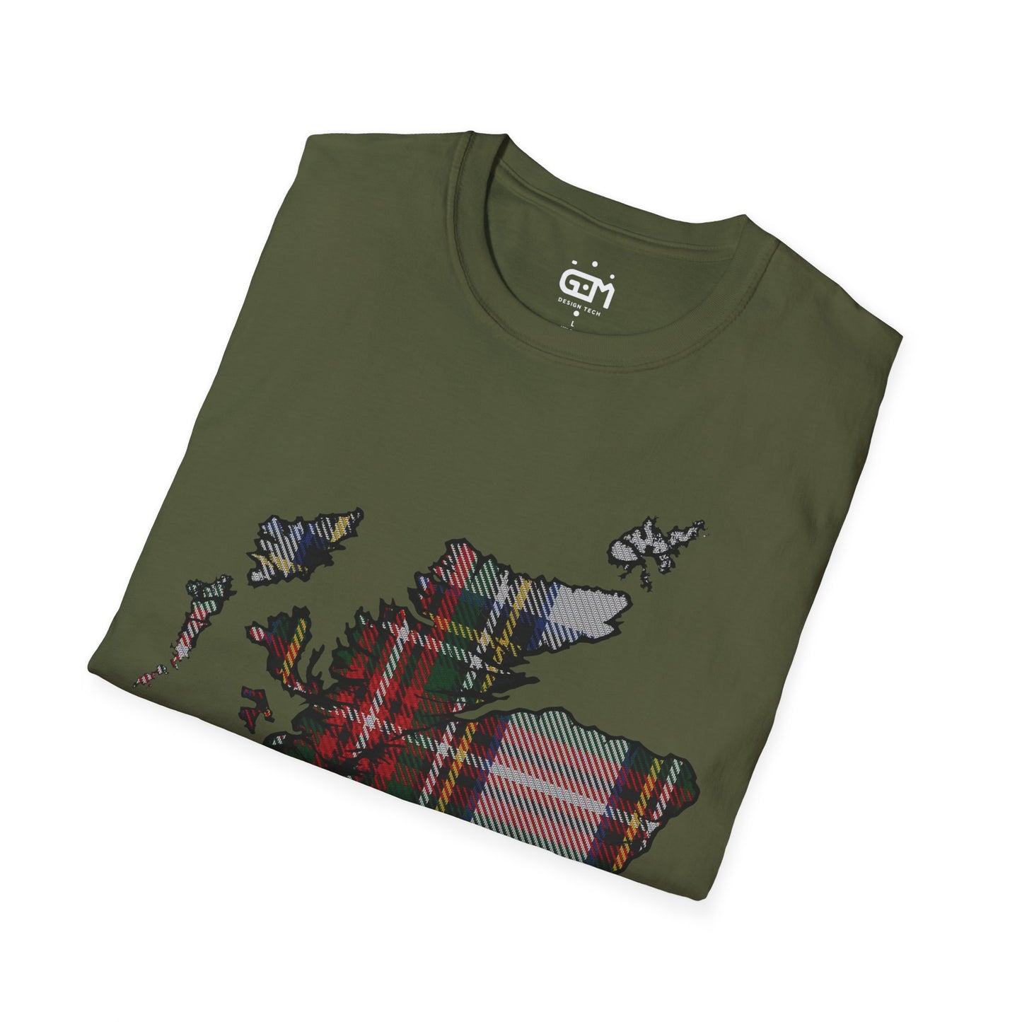 Scotland Tartan Map Softstyle Unisex T-Shirt, Stewart Dress Tartan, Various Colours