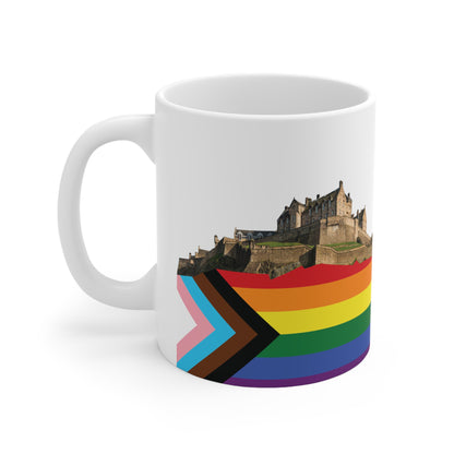 Pride Progress Rock Edinburgh Castle Photo Mug, White