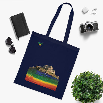 Pride Rain Rock Edinburgh Castle Cotton Tote Bag