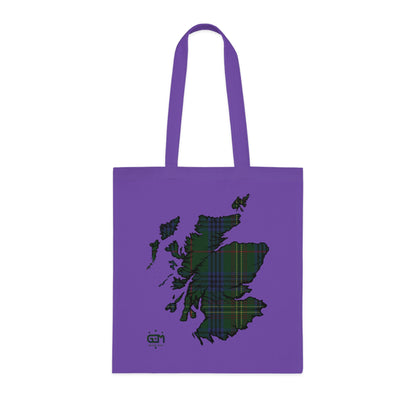 Reversible Scotland Tartan Map Cotton Tote Bag - Kennedy Tartan