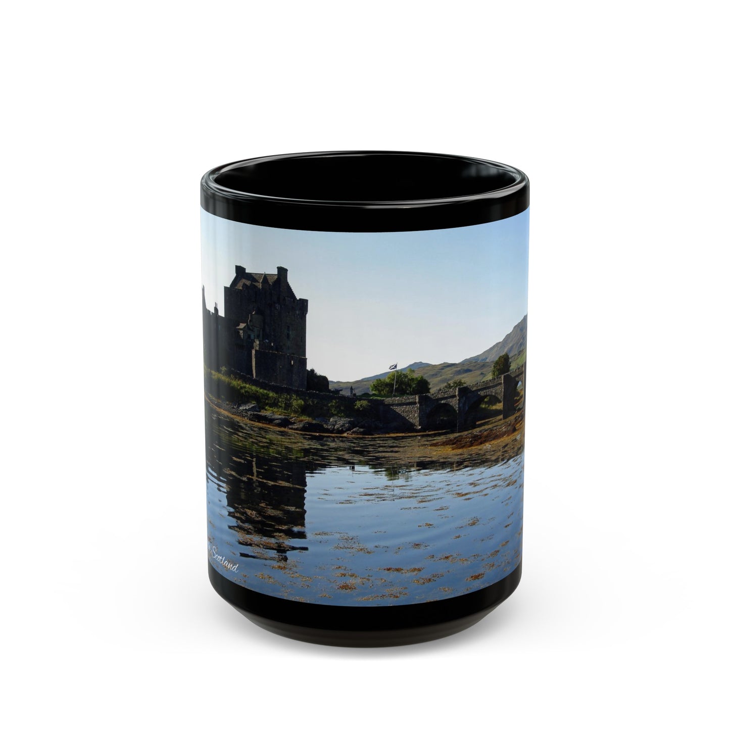 Eilean Donan Castle Photo Mug, Coffee Cup, Tea Cup, Scottish Art, Scottish Landmarks, Scottish Nature, Black