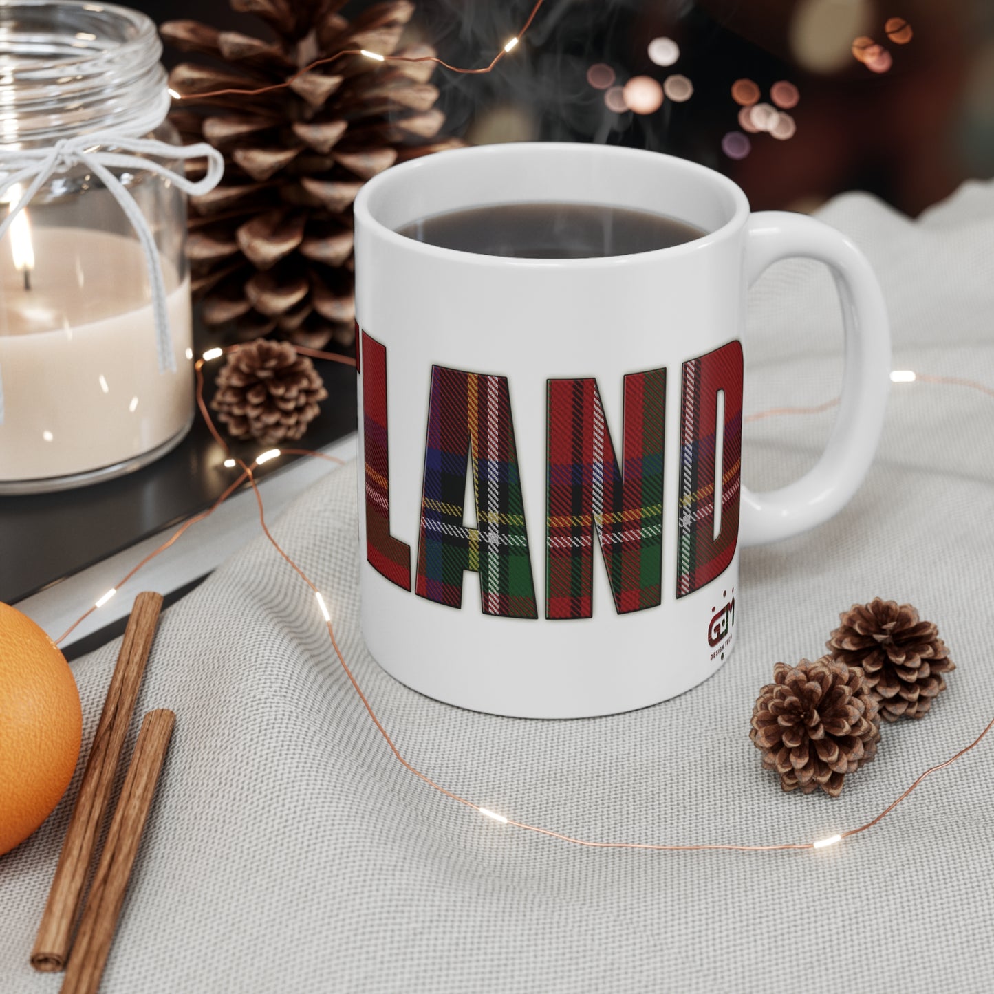 Scotland Lettering Tartan Mug 11oz, Stewart Royal Tartan