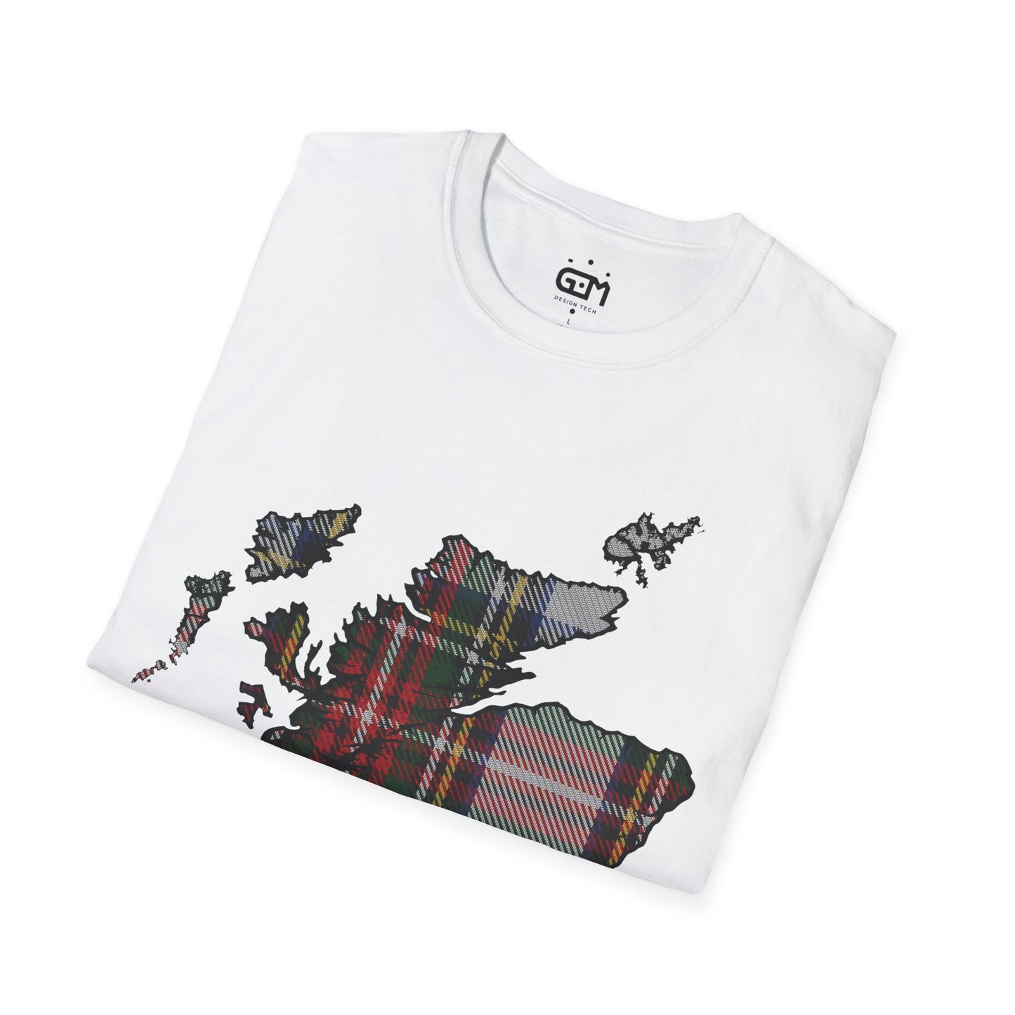 Scotland Tartan Map Softstyle Unisex T-Shirt, Stewart Dress Tartan, Various Colours