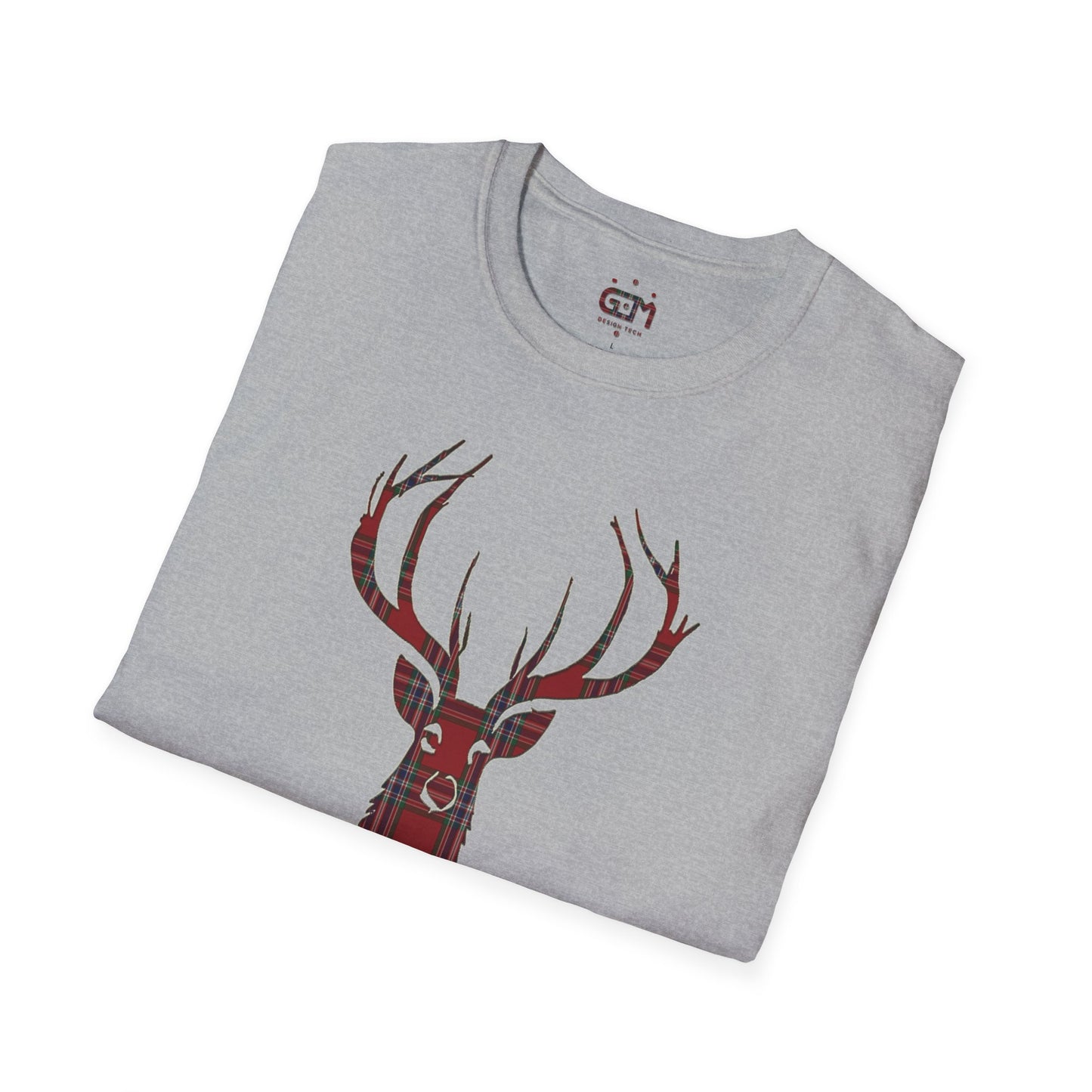 Tartan Stag Softstyle T-Shirt - MacFarlane Tartan, Unisex Tee, Scottish Scenery, Various Colours