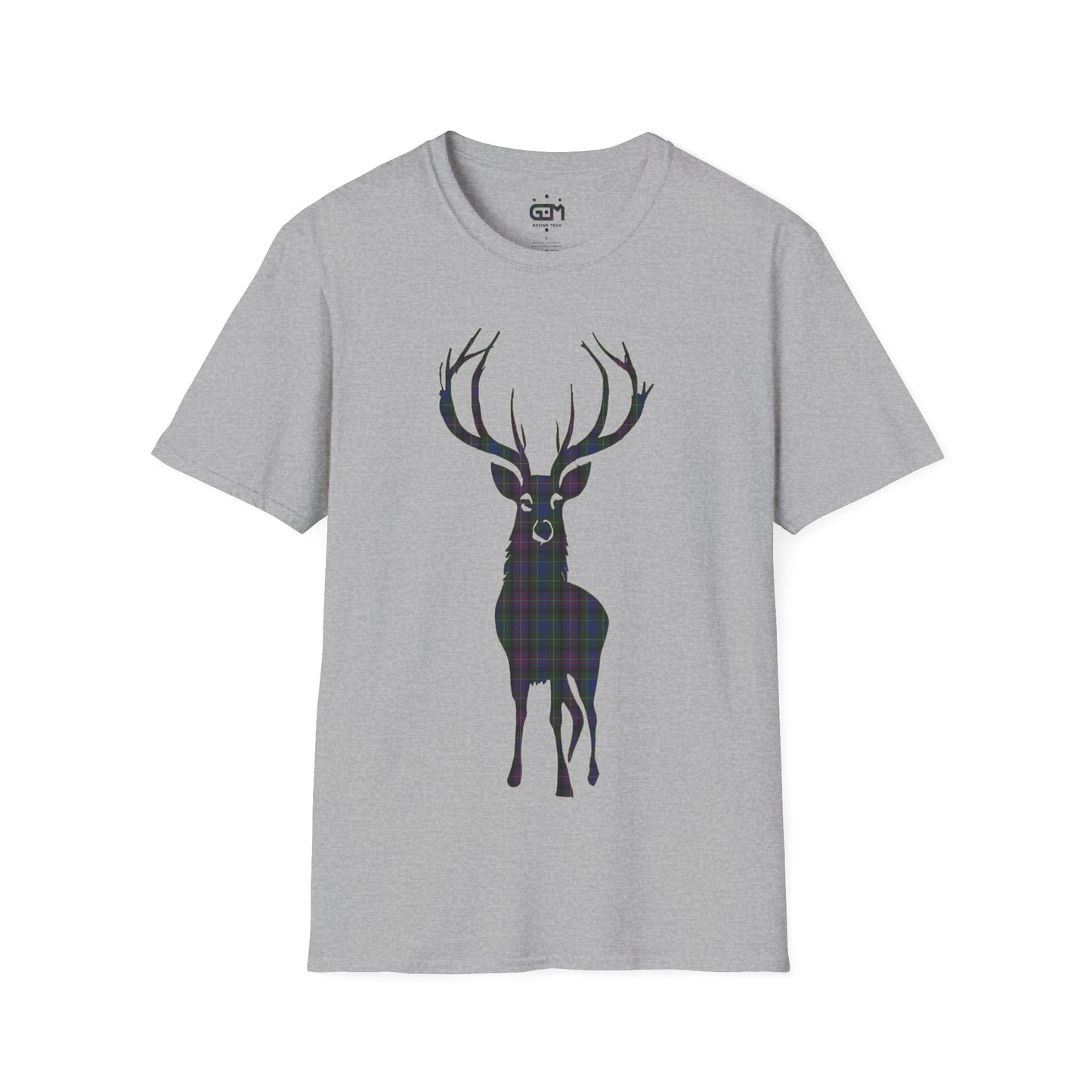 Tartan Stag Softstyle T-Shirt - Rankin Tartan, Unisex Tee, Scottish Scenery, Various Colours