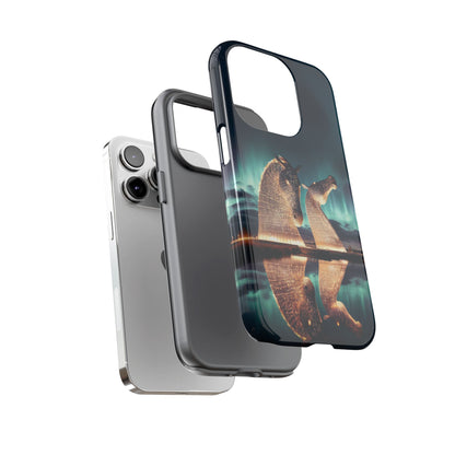Kelpies Northern Lights Art Variant Phone Case, Scotland, Apple