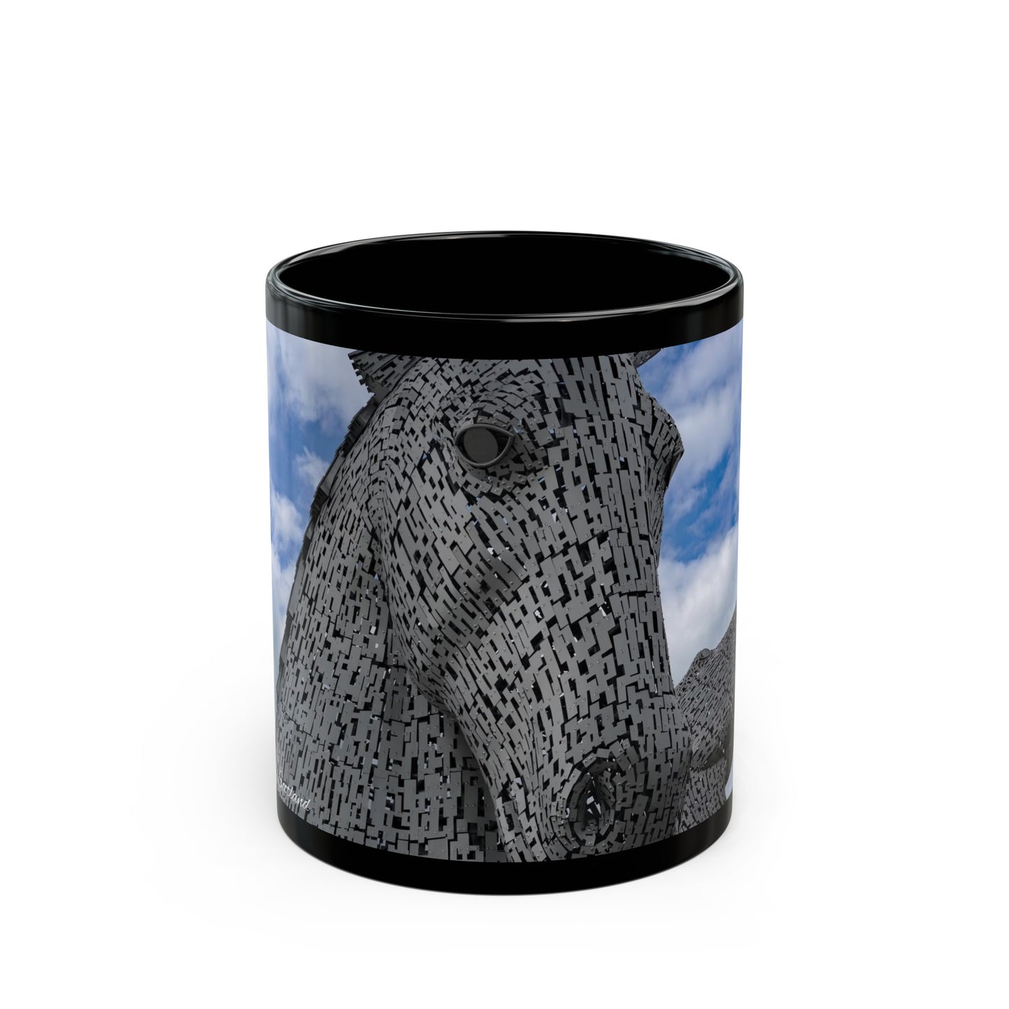 Kelpies Photo Mug, Coffee Cup, Tea Cup, Scottish Art, Scottish Landmarks, Scottish Nature, Black