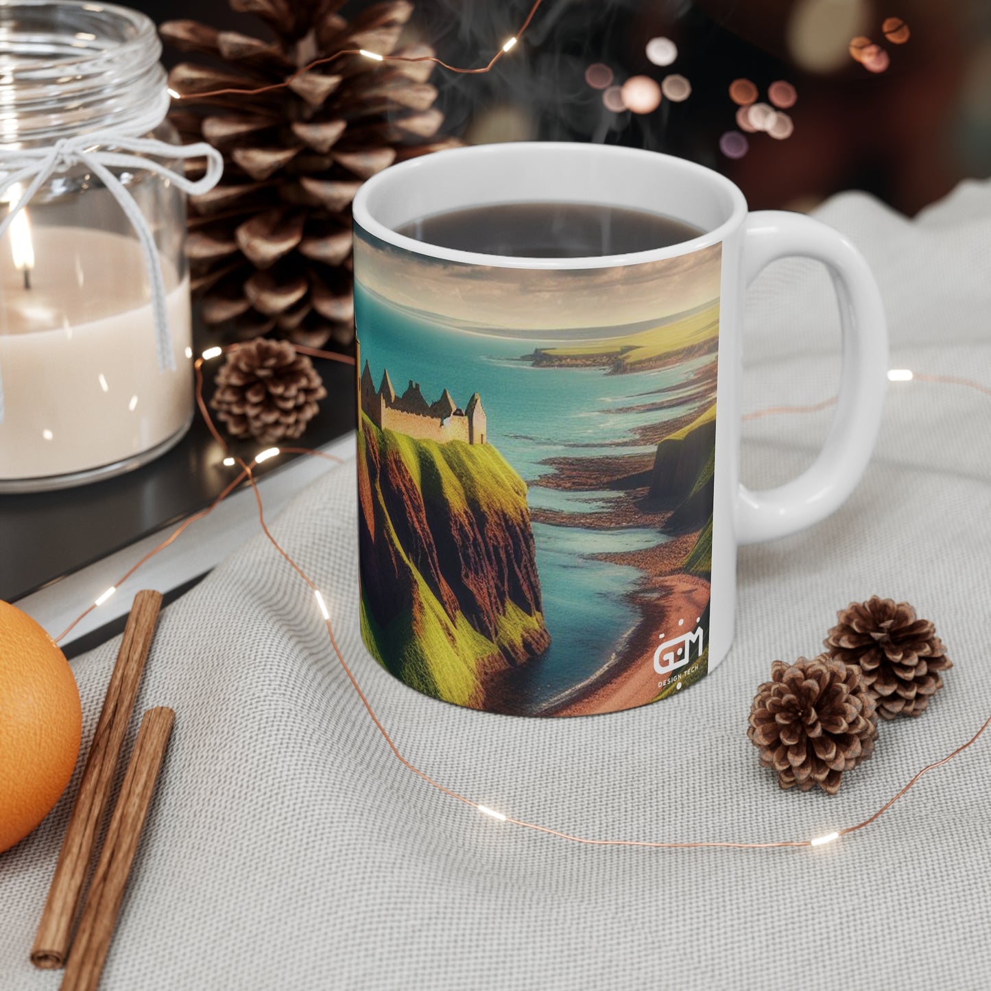 Dunnottar Castle Mug - Stonehaven, Coffee Cup, Tea Cup, Scotland, White