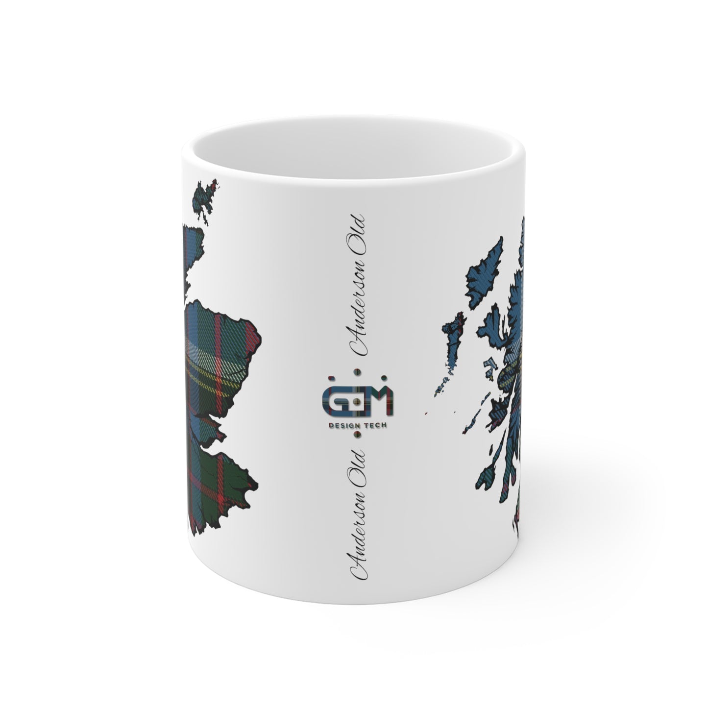 Scotland Tartan Map Mug - Anderson Old Tartan, Various Sizes