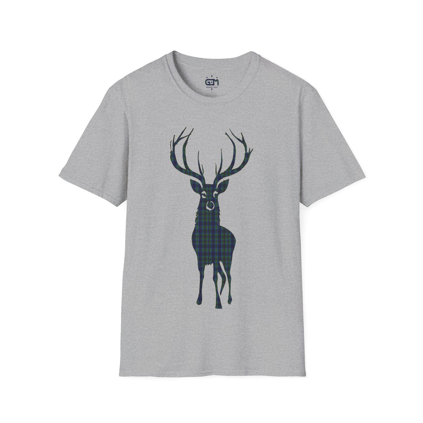 Tartan Stag Softstyle T-Shirt - Miller Tartan, Unisex Tee, Scottish Scenery, Various Colours