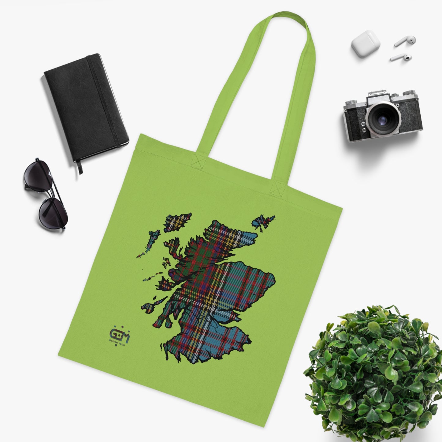 Reversible Scotland Tartan Map Cotton Tote Bag - Anderson Tartan