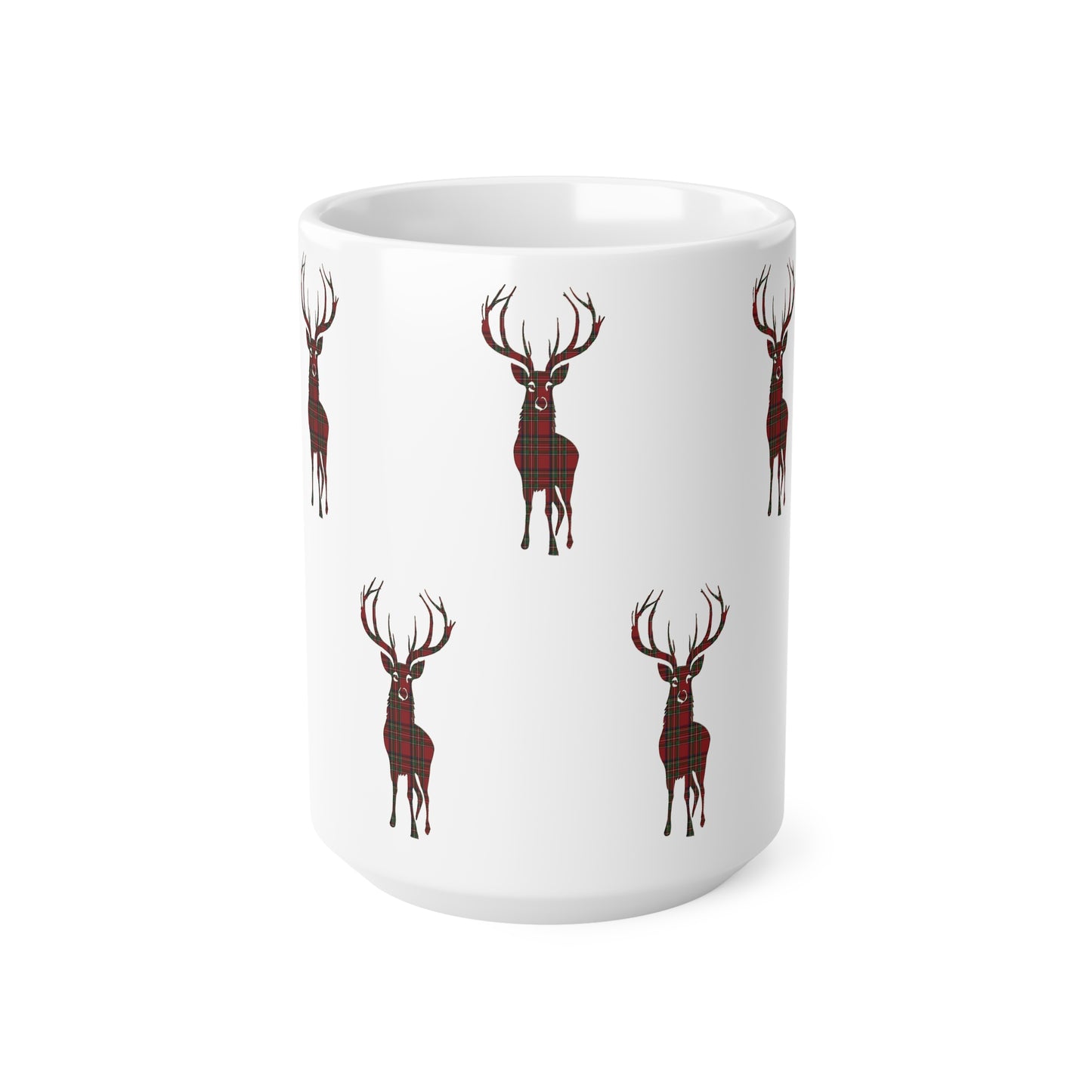 Tartan Stag Mug - Stewart Royal Tartan, Coffee Cup, Tea Cup, Scotland, White