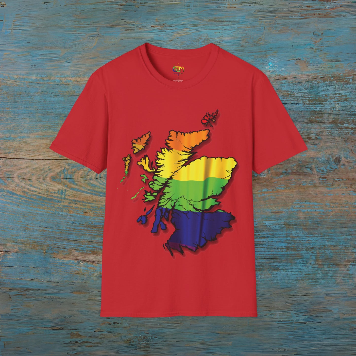 Pride Flag Scotland Map Unisex T-Shirt, Various Colours