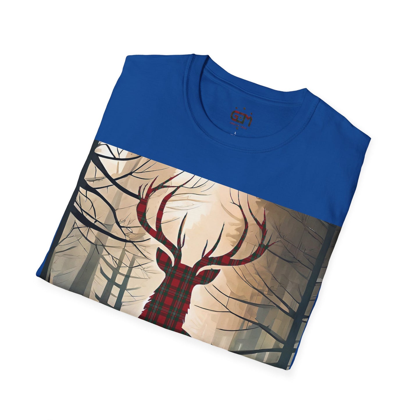 Stag Tartan Silhouette Softstyle T-Shirt - MacGregor Tartan, Unisex Tee, Scottish Scenery, Various Colours