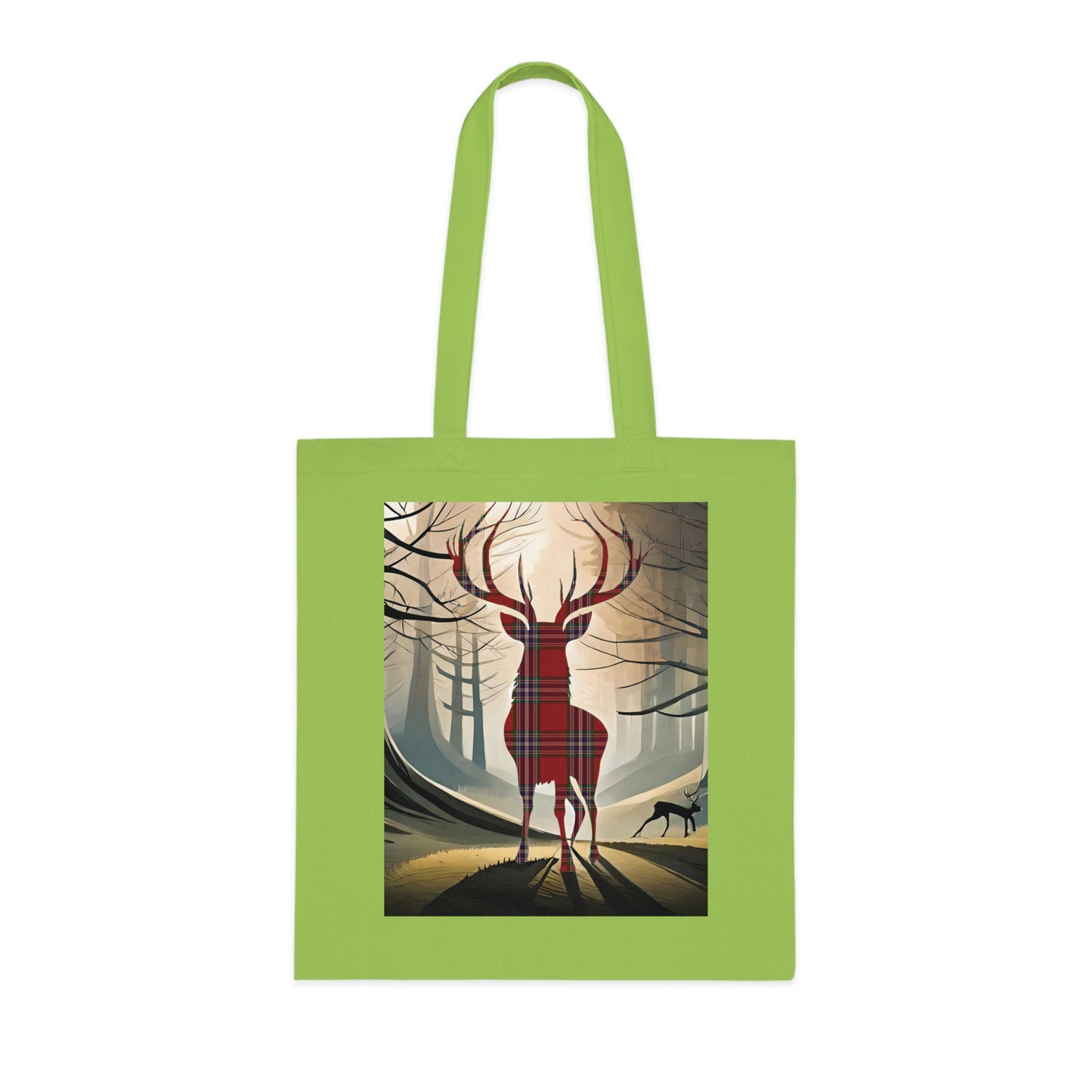 Reversible Scotland Tartan Stag Cotton Tote Bag - MacFarlane Tartan