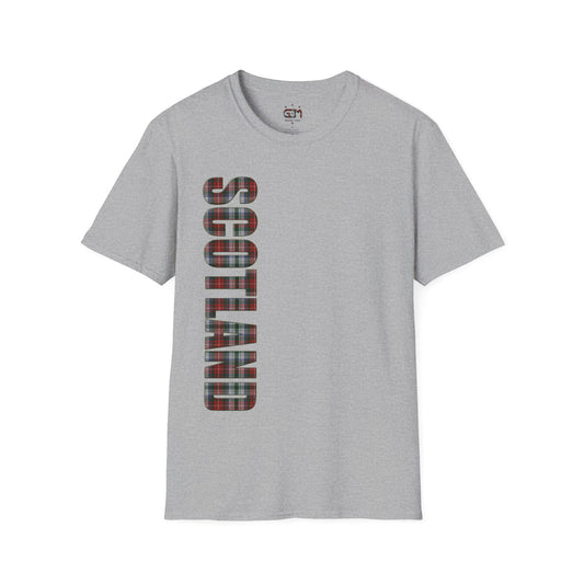 Scotland Lettering Tartan Softstyle Unisex T-Shirt, Stewart Tartan Tee