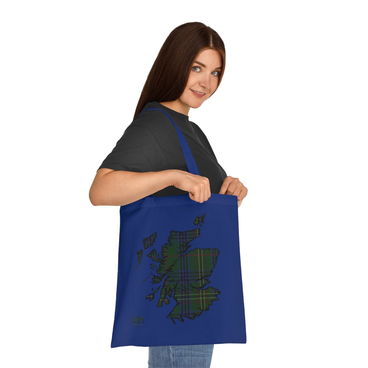 Reversible Scotland Tartan Map Cotton Tote Bag - Kennedy Tartan