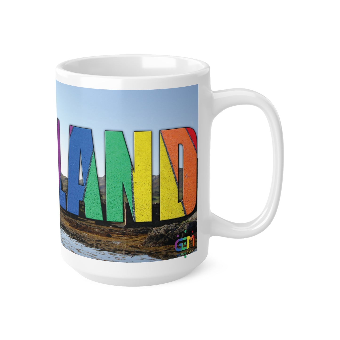 Scotland Lettering Pride Road Photo Mug, White