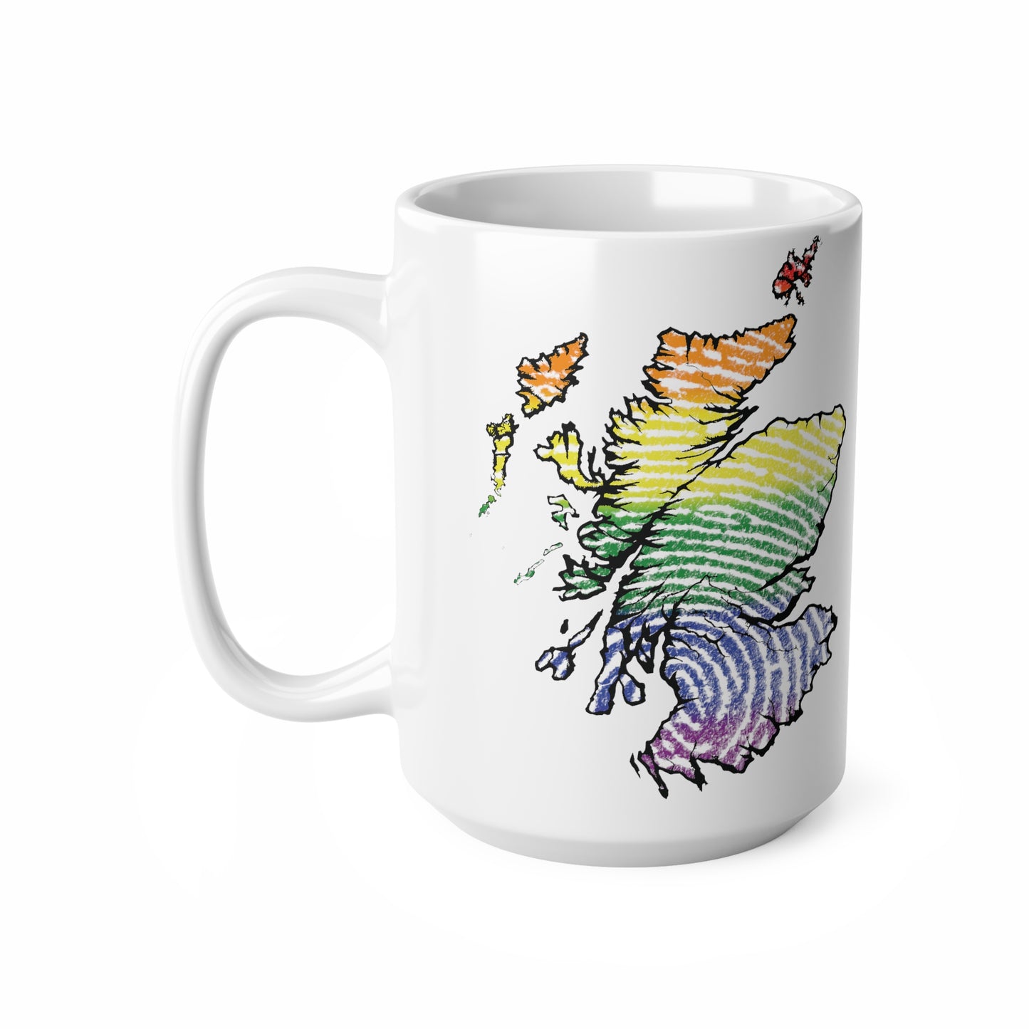 Scotland Map Pride Fingerprint Mug, White