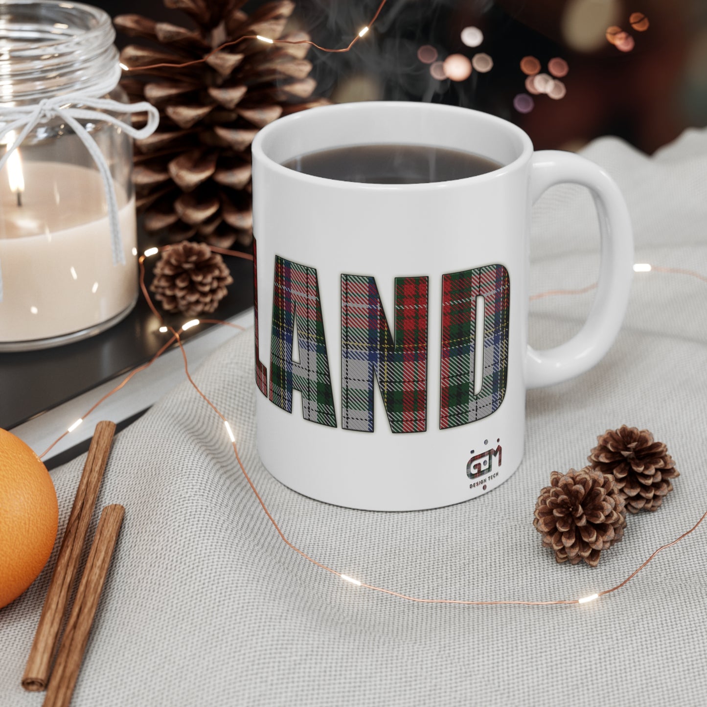 Scotland Tartan Mug - Stewart, Coffee Cup, Tea Cup, Scotland, White