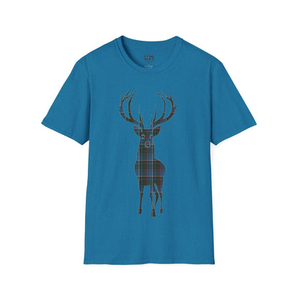 Tartan Stag Softstyle T-Shirt - Anderson Old Tartan, Unisex Tee, Scottish Scenery, Various Colours