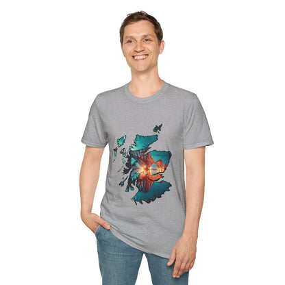 Forth Rail Bridge Scotland Map Softstyle Unisex T-Shirt, Scotland Shirt, Scottish Landmark Tee