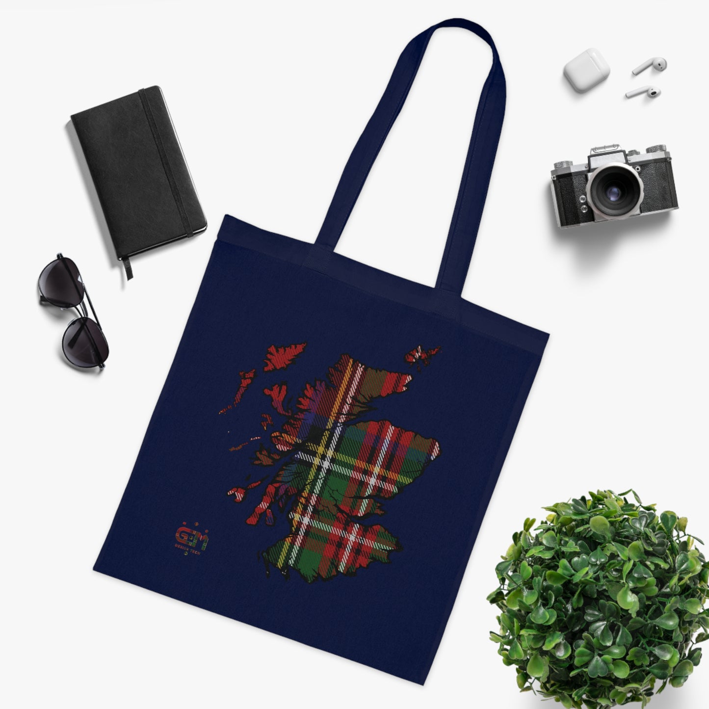 Reversible Scotland Tartan Map Cotton Tote Bag - Stewart Royal Tartan