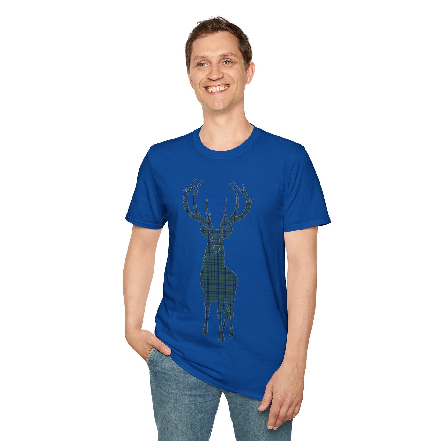 Tartan Stag Softstyle T-Shirt - Keith Tartan, Unisex Tee, Scottish Scenery, Various Colours