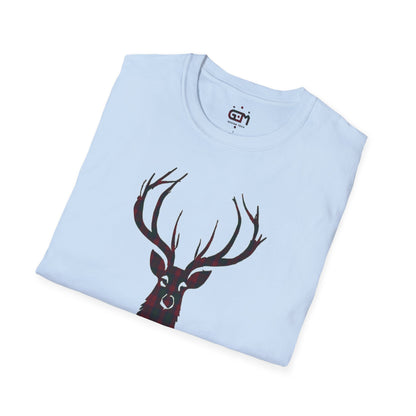 Tartan Stag Softstyle T-Shirt - Lindsay Tartan, Unisex Tee, Scottish Scenery, Various Colours