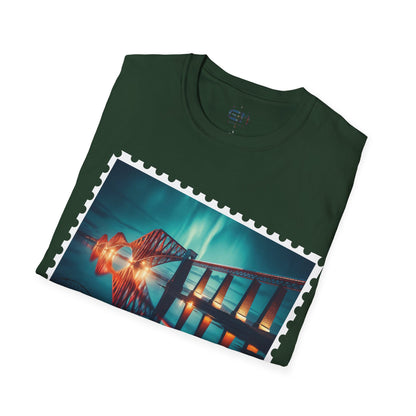 Postcard Forth Rail Bridge Art Softstyle T-Shirt, Unisex Tee, Scotland Shirt, Various Colours