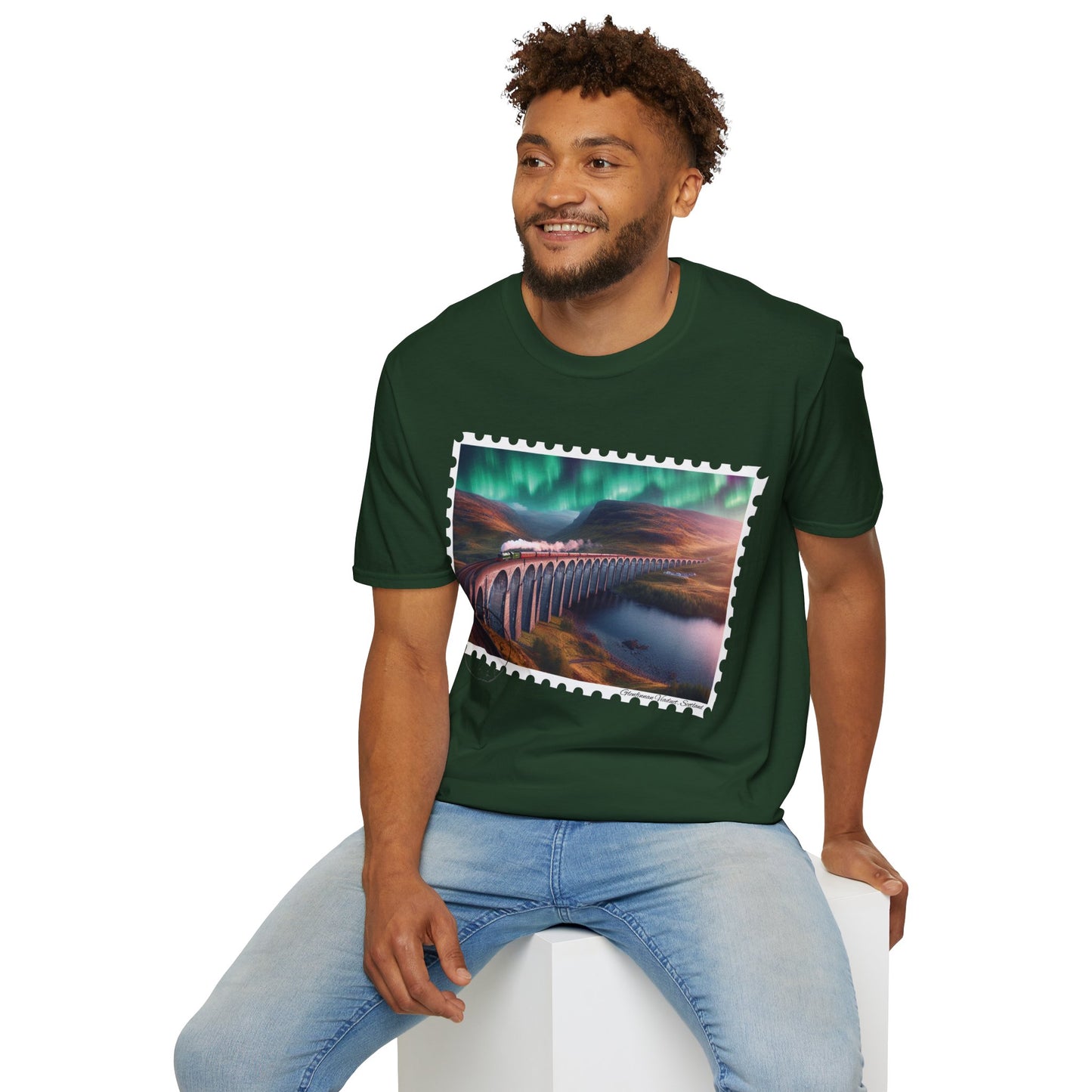 Postcard Glenfinnan Viaduct Art Softstyle T-Shirt, Unisex Tee, Scotland Shirt, Various Colours