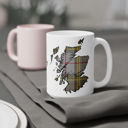 Scotland Tartan Map Mug - Buchanan Tartan, Various Sizes