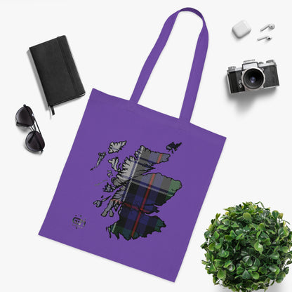 Reversible Scotland Tartan Map Cotton Tote Bag - Argyle Dress Tartan