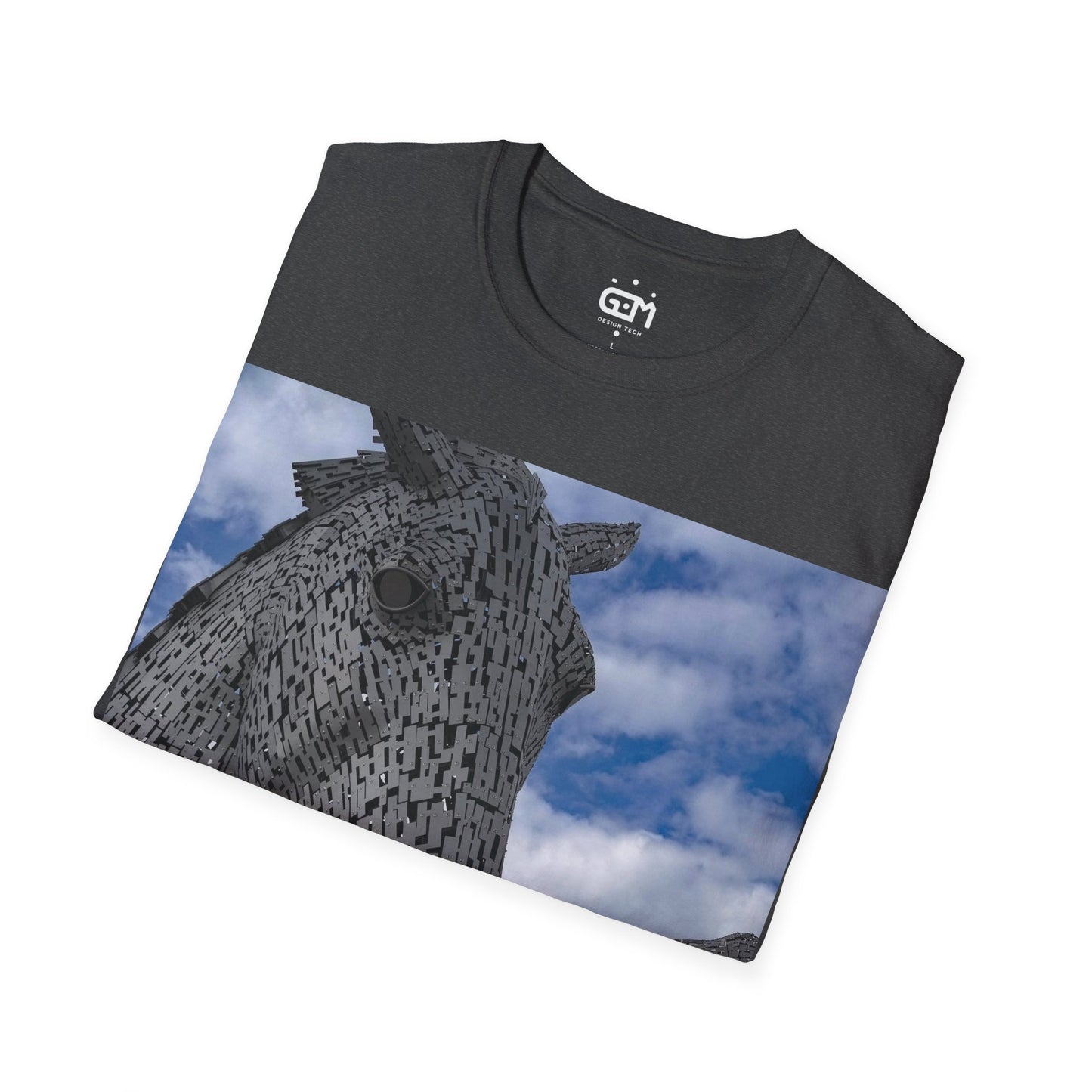 Kelpies Photo Softstyle T-Shirt, Unisex Tee, Scotland Shirt, Scottish Landmark, Nature, Scenery, Various Colours